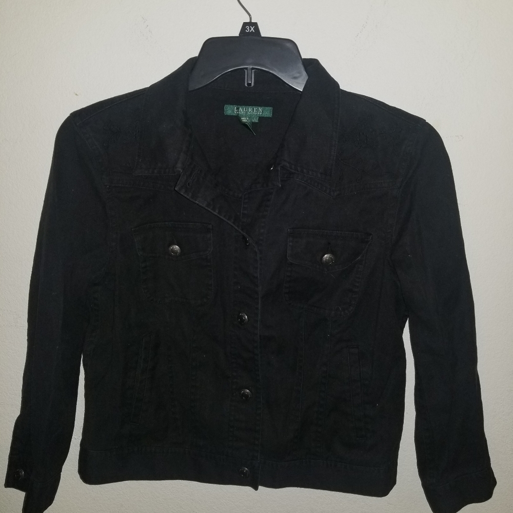 Black Embroidered Denim Jacket